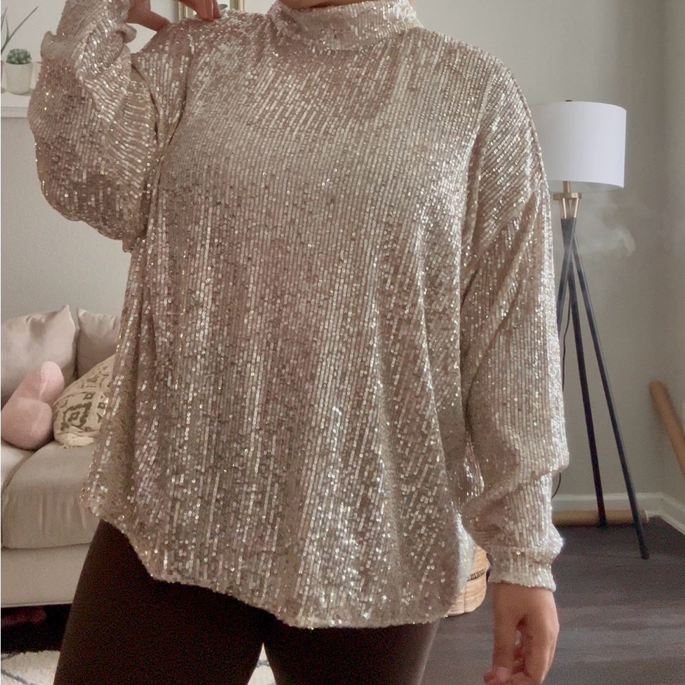 XL Gold Sequin Blouse